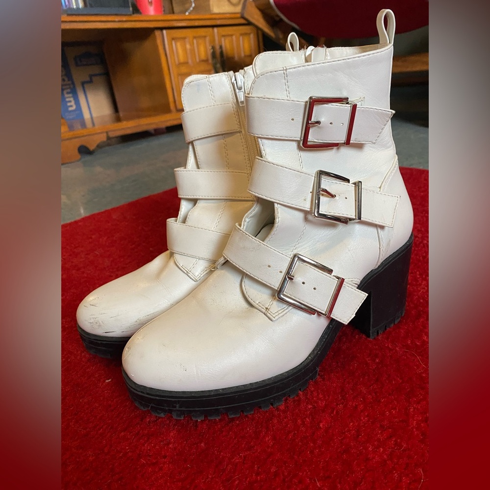 White Heel Ankle Boots